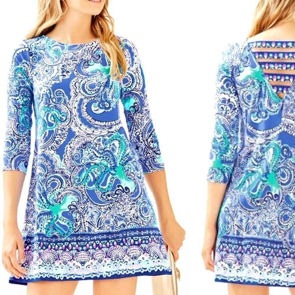 Lilly Pulitzer Blue, Turquoise & White Paisley Shift Dress
